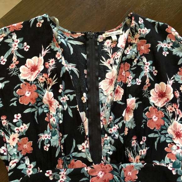 Boho summer dress floral deep V  neck - Picture 4 of 7